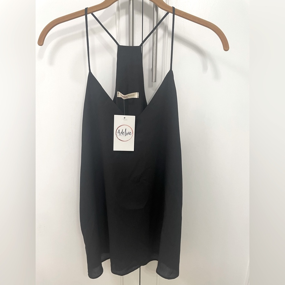 NWT Black Tank Top Strappy V-neck